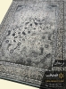 فرش کهنه نما طرح افشان گل سبز ترمه ای