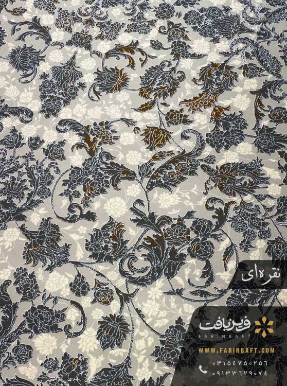 نمای نزدیک فرش 700 شانه طرح السا نقره ای