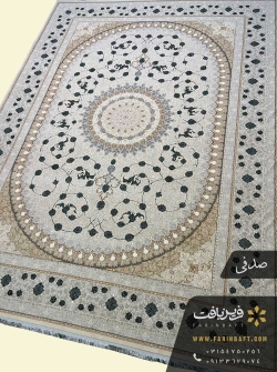 فرش کلاسیک صدفی گل سبز فرین بافت