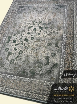 فرش کهنه نما طرح افشان گل سبز فرین بافت